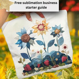 Girasole patchwork PNG, download digitale per sublimazione in stile americano, maglietta shabby chic americana con design cottagecore, PNG di tendenza