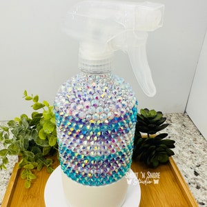 17oz Bedazzle Glass Stripe Spray Bottle | Bling Rhinestone Refillable | Clean in Glam Style!