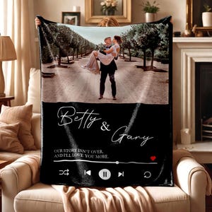 Picture Blanket With Text, Personalized Photo Song Blanket, Family Blanket, Memorial Blanket, Anniversary Gift Mother&#39;s Day Friend Gift