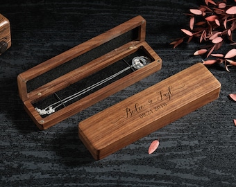 Personalized Wood Necklace Box, Engraved Name Necklace Box, Gifts for Bridesmaids, Special Anniversary Necklace Box, Gifts for Her