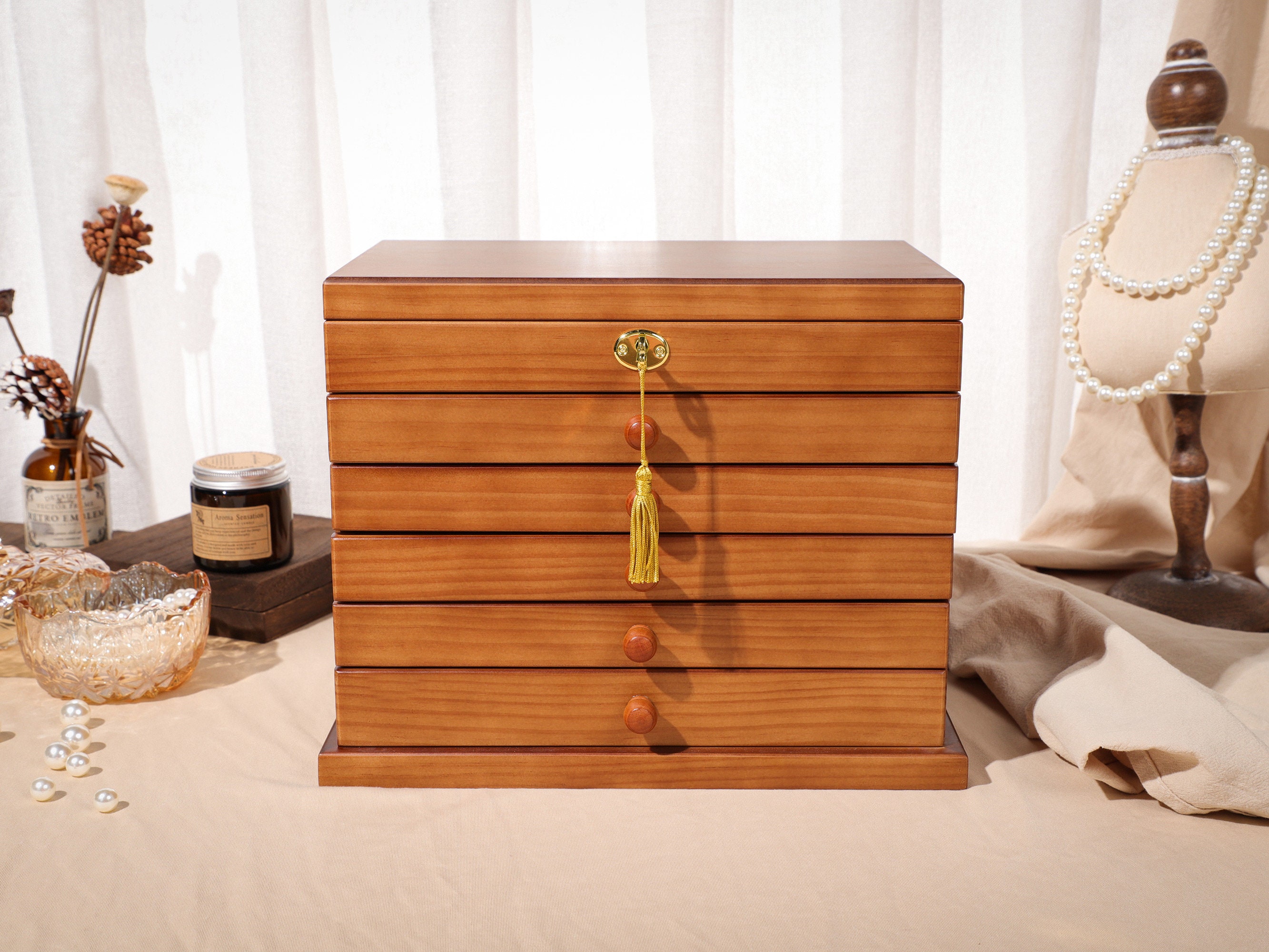 Large Jewelry Case, Retro Box, Suede Jewelry Box, Wonderful Gift for Her, Elegant Box for Jewelry Storage, Wedding Gift, Best Friend Idea
