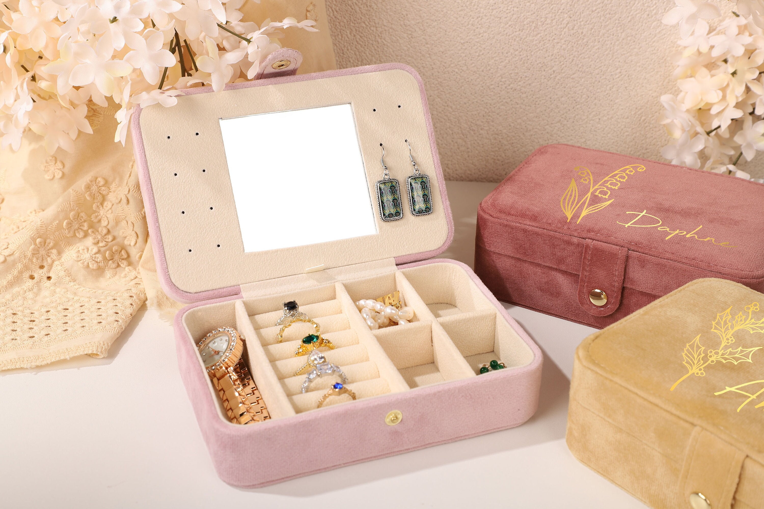 Clear Portable Jewelry Box, Necklace Ring Earring Storage Box