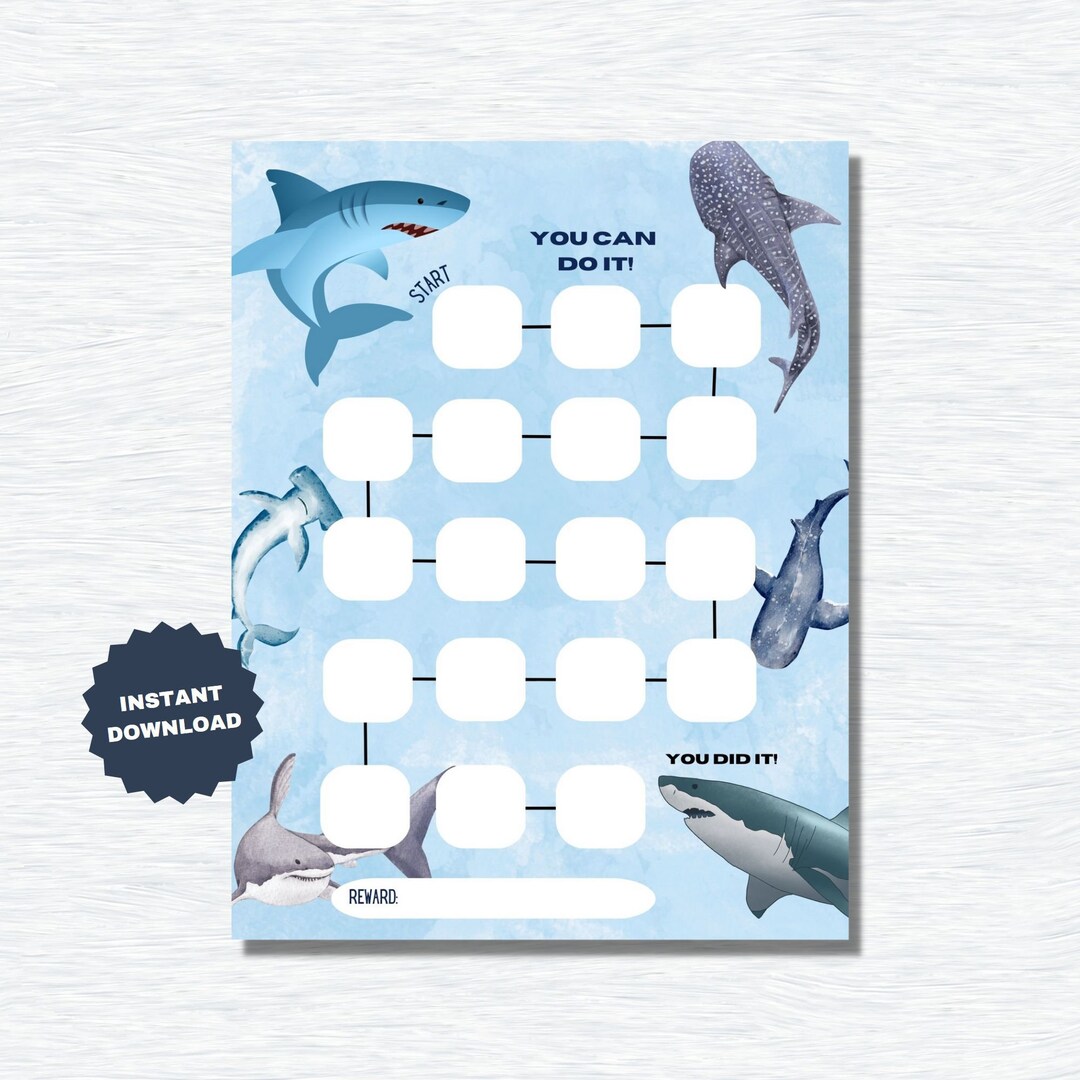 Shark Reward Chart/shark Behavior Chart/shark Chore Chart/boys - Etsy