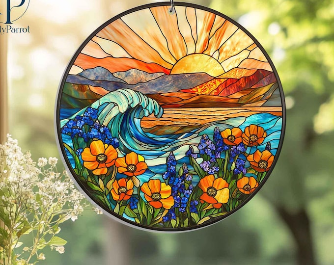 California Poppy Acrylic Suncatcher Window Hanging, Poppy Flower Suncatcher, California State Flower, Orange Poppies Ornament, Poppy Decor