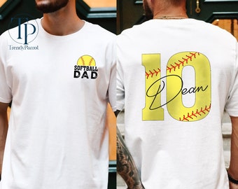 Softball Dad Shirt, Custom Name and Number Softball Shirt, Sports Dad Shirt, Dad Gifts, Gift For Dad, Softball Shirt, Sport Lovers Shirt