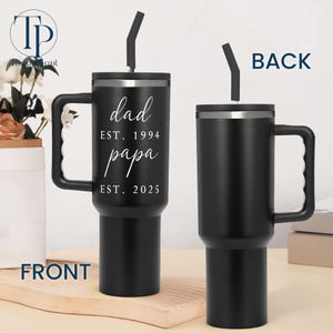 Personalized Grandpa Tumbler 40oz- Est 2025 Gift New Grandpas, Custom Name Future Papa Pregnancy Announcement- First Time Nonno Paps Gifts