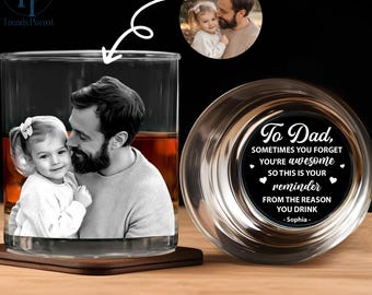 Personalized Gift For Father, Dad Whiskey Glass, Gift From Daughter, Father's Day Gift, Gift For Dad, Engrave Your Favorite Photo on Whiskey