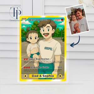 Anime Photo Card Acrylic Plaque, Father&#39;s Day Gift for Dad, Anime Gift for Husband, Gamer Dad Gift from Kids,Card for Him,Gift for Geeky Dad