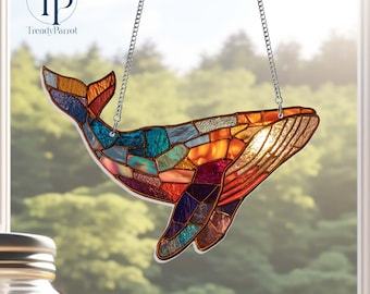 Whale Shark ACRYLIC Suncatcher, Whale Window Hangings, Ocean Whale Ornament, Sea Life Decor Beach, Ocean Lover, Sea Animal Home Decor