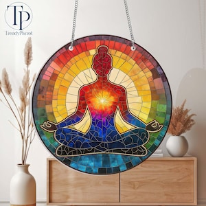 Yoga Sun Catcher, Yoga Ornament Crystal Decor, Namaste Yoga Decor, Meditation Suncatcher, Spiritual Healing, Boho Decor, Energy Healing Gift