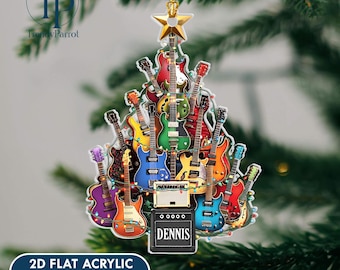 Guitar Acrylic Ornament, Personalized Electric Guitar Christmas Ornament, Musical Instrument Ornament, Guitar Lover Gift, Guitar Player Gift