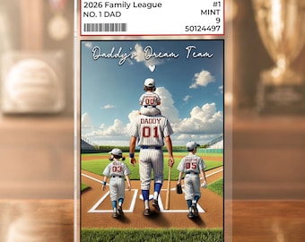 Placa acrílica de béisbol número 1 para papá, abuelo, hombre y niños, regalo del Día del Padre para papá, regalo para esposo, estilo tarjeta coleccionable, regalo para papá beisbolero.
