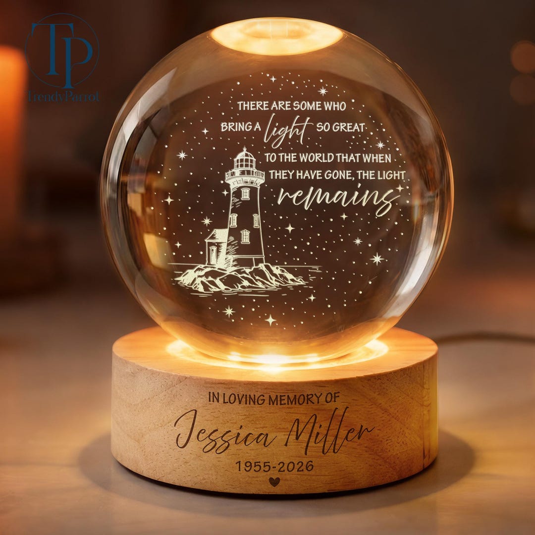Lighthouse Ball Personalized Lighthouse Crystal Ball Light Night, Lighthouse Memorial ...
