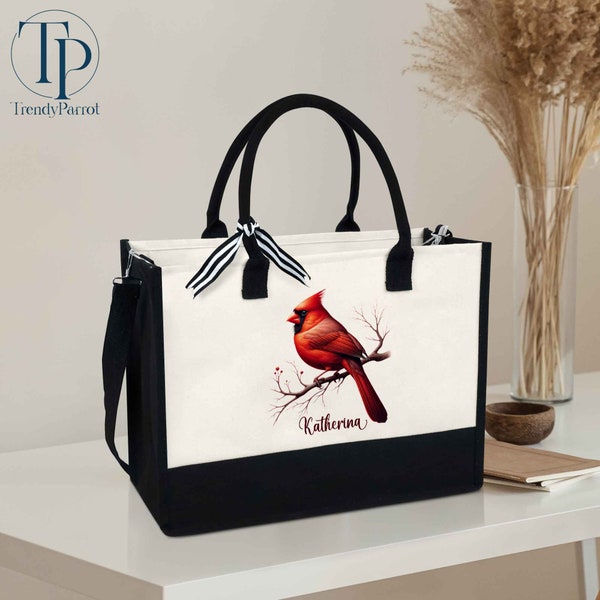 Personalized Red Cardinal Tote Bag, Woman Shoulder Bag, Grandma Gifts, Nana Gifts, Mom Gifts, Bird Bag, Shopping Bag, Bag For Cardinal Lover