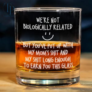 Funny Step Dad Whiskey Glass 11oz, Step Dad Gift For Step Dad Wine Glass, Bonus Dad Step Fathers Day Gift From Daughter Son Kids, Bonus Dad