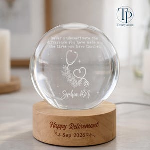 Nurse Retirement Gifts, Personalized Retired Nurse Crystal Ball Lamp, Retirement Gift for Nurse, Retired RN, Custom Nurse Retirement Gifts image 14