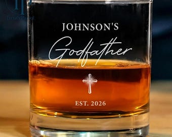 Custom Father's Day Gifts, Personalized Godfather Whiskey Glass, Gifts from Goddaughter, Special Godparent Gift, Communion Baptism Gift