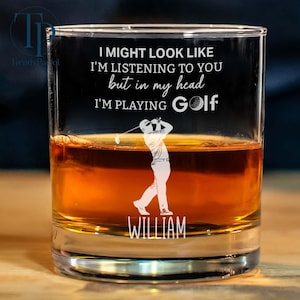 Golf Whiskey Glass, Golf Gifts For Men, Gifts for Golfers, Golf Gifts, Golf Glasses, Personalized Golf Cup, Fathers Day Gift, Gift for Dad