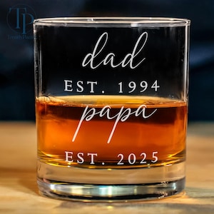 Personalized Grandpa Whiskey Glass- Est 2025 Gift New Grandpas, Custom Name Future Papa Pregnancy Announcement- First Time Nonno Paps Gifts