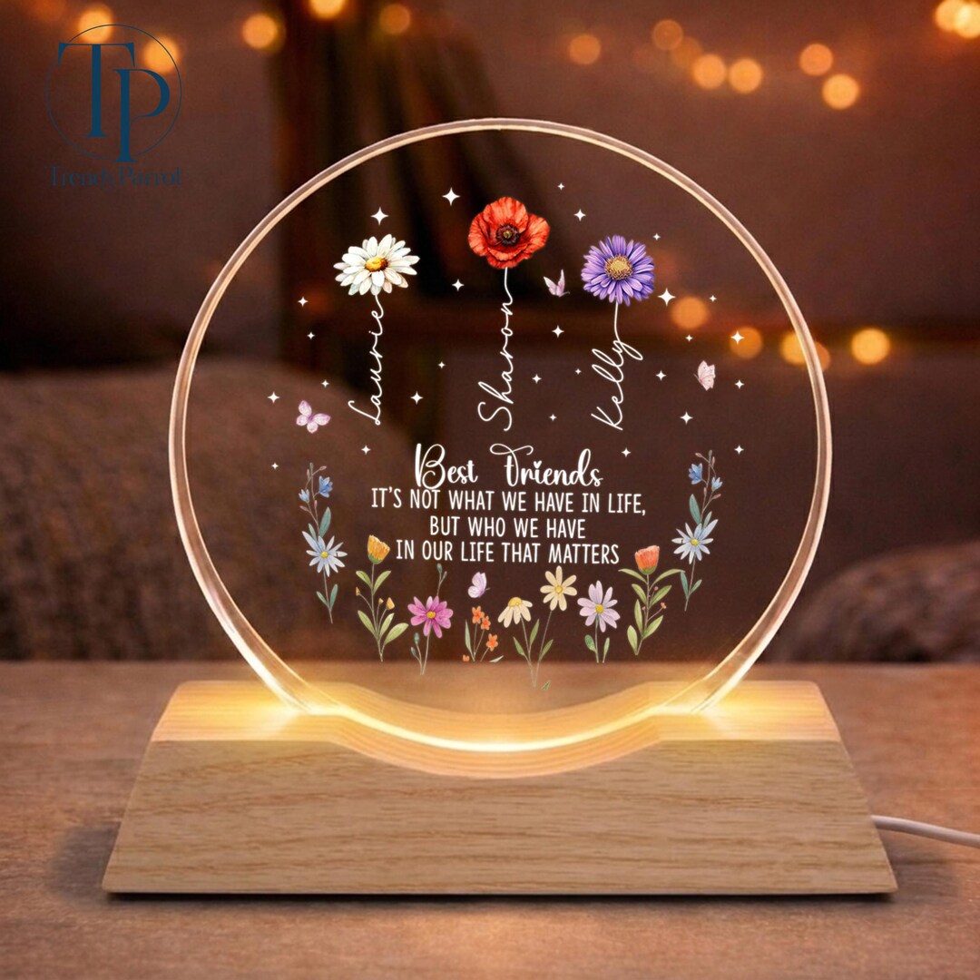 Personalized Best Friends Wave Night Light, Friendship Gifts, Gift for ...