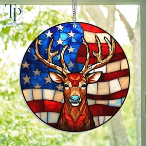 Deer Hunting Acrylic Suncatcher Hanging Sign, Deer Hunt, Deer Ornament, Hunting Gifts For Men, Deer Hunting Ornament, Deer Stained Glass USA