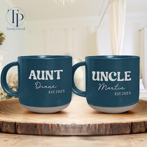 Personalized Pregnancy Announcement Auntie Uncle Mug, Aunt and Uncle Pottery Mug, New Aunt Gift,New Uncle Aunt Gift, Uncle Announcement Gift