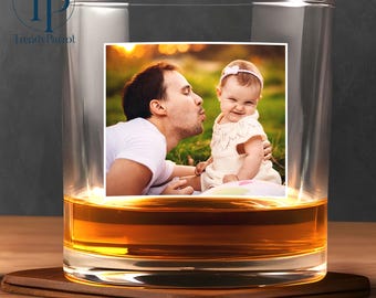 Custom Photo Dad Whiskey Glass, Fathers Day Gift, Gift for Dad, Dad Birthday Gift, Custom Dad Whiskey Glass with Photo, New Dad Gift