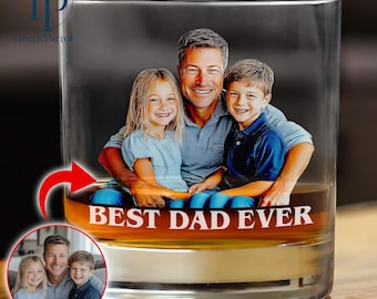 Custom Photo Whiskey Glass, Family Photo Glass, Personalized Glass with your Photo, Photo Printed Glass, Custom Father's Day Gift for Dad