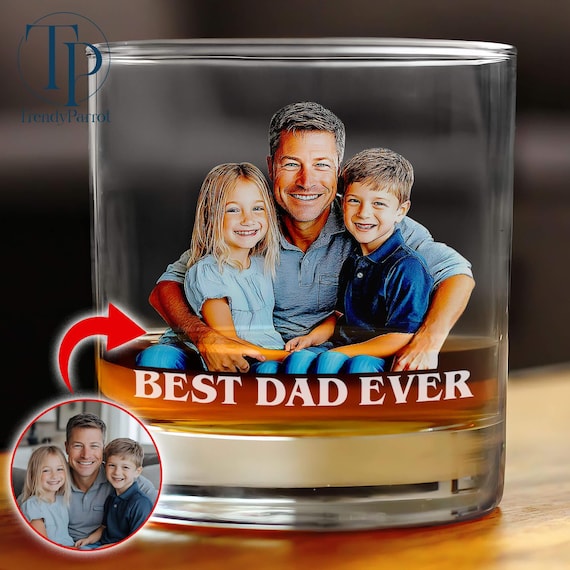 Custom Photo Whiskey Glass, Family Photo Glass, Personalized Glass with your Photo, Photo Printed Glass, Custom Father's Day Gift for Dad