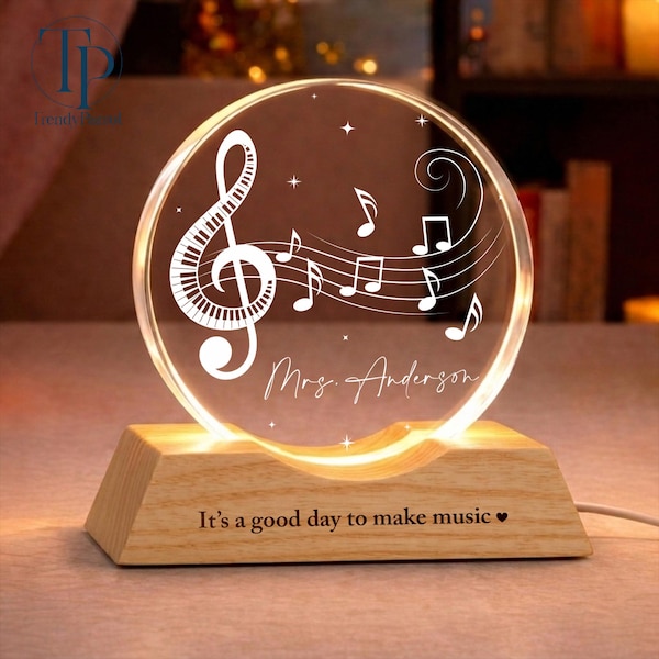 Personalized Music Teacher Name Wave Night Light, Music Teacher Gifts, Piano Teacher Gift, Music Teacher Night Light, Teacher Appreciation