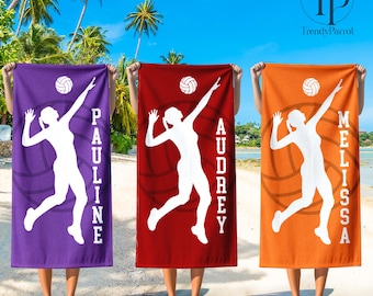 Custom Volleyball Team Towel, Girls Volleyball Gift, Personalized Team Gift, Sport Beach Towel, Custom Pool Towel, Custom Team Name Senior