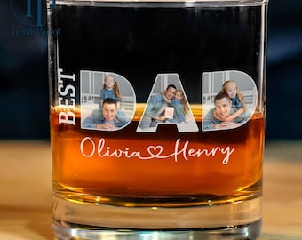 Custom Photo Dad Whiskey Glass, Fathers Day Gift, Gift for Dad, Grandpa Gift, Dad Birthday Gift, Custom Dad Whiskey Glass with Photo, Daddy