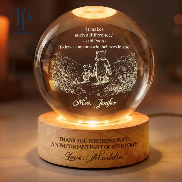 Thank You Teacher Gifts, Personalised Thank You Gift, Mentor Leader Gift, Custom Teacher Appreciation Crystal LED Ball Light, Teacher Gifts