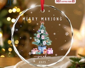 Merry Mahjong Ornament, Mahjong Christmas Ornament, Mahjong Lover Gift, Mahj Holiday Decor, Game Mahjong Club, Mahjong Tree Ornament