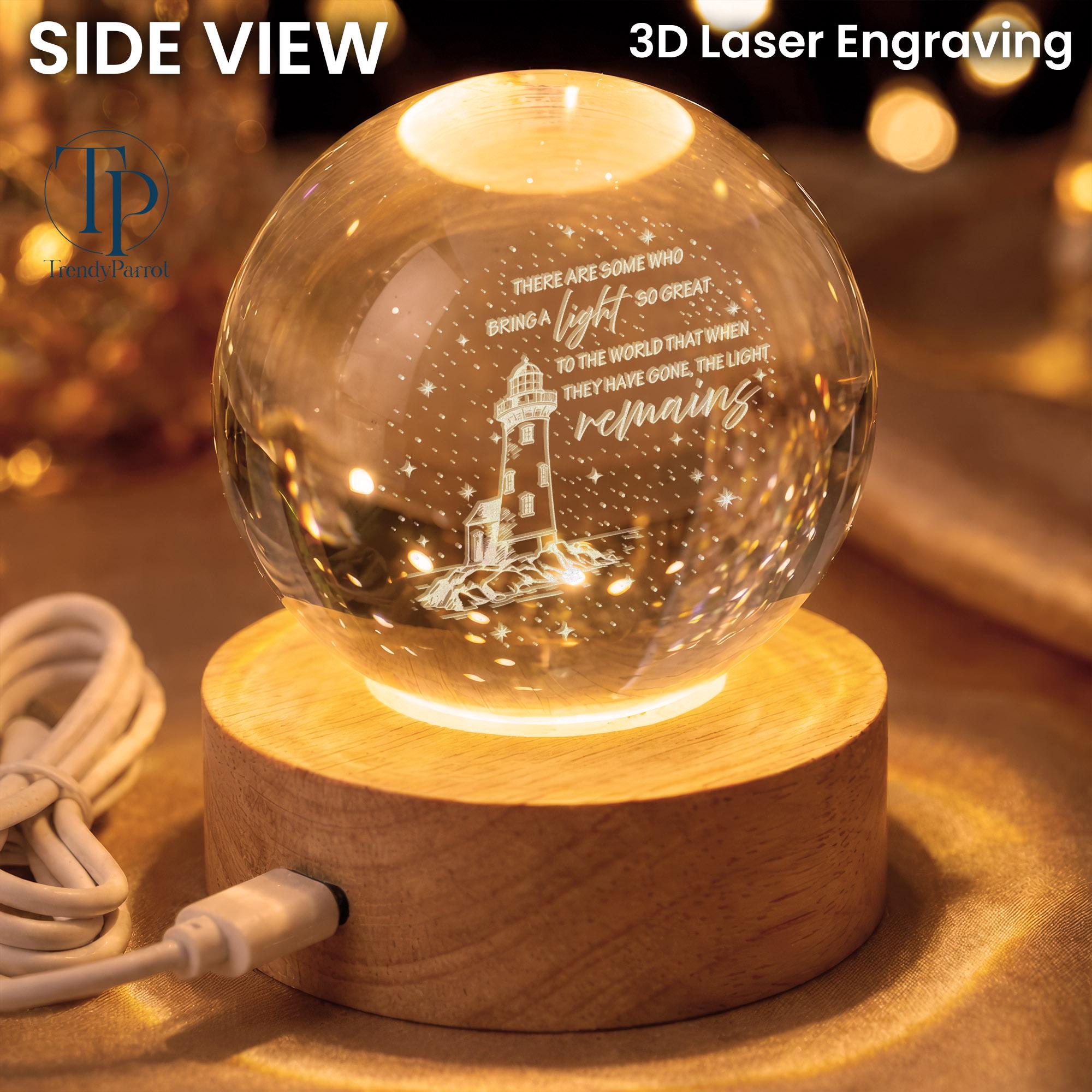 Lighthouse Ball Personalized Lighthouse Crystal Ball Light Night, Lighthouse Memorial ...