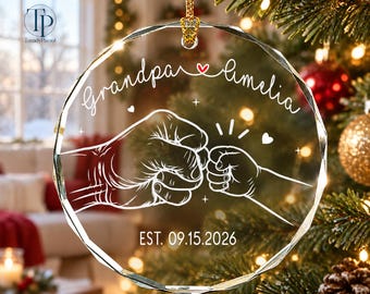 Personalized Grandpa Ornament, Grandpa and Grandchild Ornament, New Grandpa Gift,First Christmas as Grandpa Ornament, Pregnancy Announcement