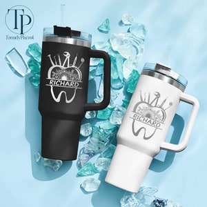 Personalized Dentist Tooth Tumbler, 40 ounce Floral Dental Tumbler, Dental Student Gift, Dentist Gift, Dental Assistant Gift, Dental Hygiene
