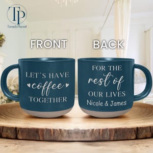 Personalised Engraved Engagement Pottery Mug, Mr Mrs Mug, Custom Couple Coffee Mug, Engagement Bride and Groom Gifts, Wedding Anniversary