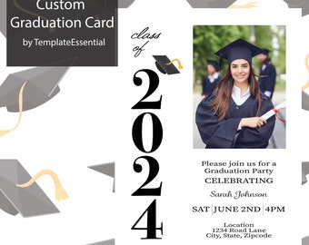 Invitación de graduación 2024, Invitación, Invitación de graduación, Graduación personalizada, Invitación personalizada, Plantilla de graduación / TemplateEssential