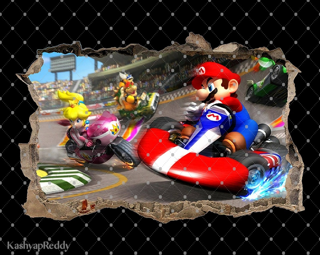 Mario Kart Wall Sticker PNG Super Mario Clipart Printable Etsy