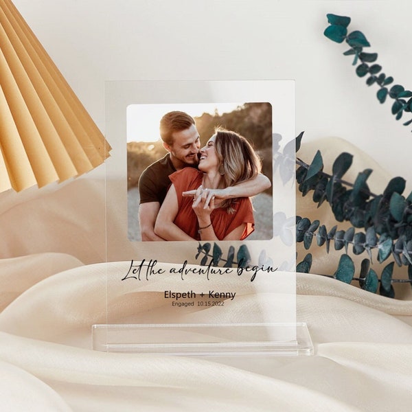 Personalized Engagement Gift, Gift for Couple, Acrylic Newly Engaged Gift, Engagement Anniversary, Coulple Photo