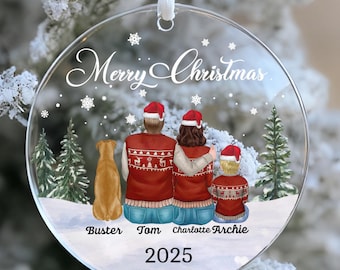 Family Christmas Ornament,Christmas Gift Decoration, Family Ornament With Dog, Family With Kids, Custom Family Xmas Keepsake,Custom Ornament