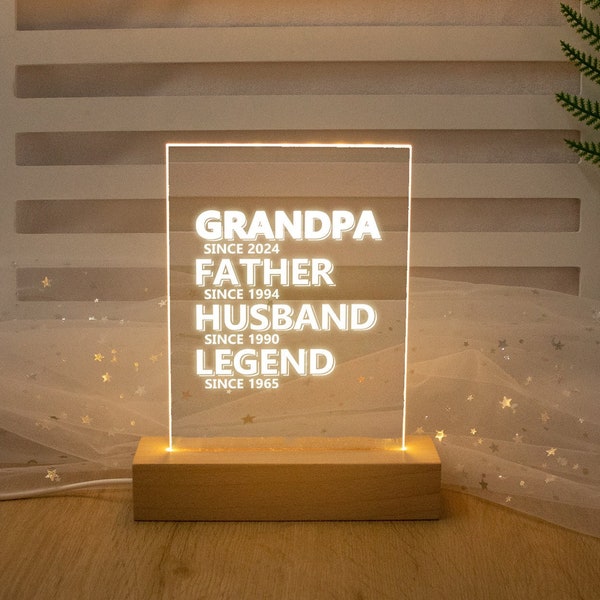Personalized Legend Husband Daddy Grandpa LED Lamp, Gift for Him, Father's Day Gift, Legend Husband Dad Grandpa Gift, Birthday Gift