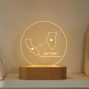 Custom Two Map Night Light,Christmas Gift for Her/Him,Long Distance Relationship Lamp,Going Away Gift,Couple Gift, Christmas Gift
