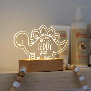 Dinosaur Night Lamp, Personalized Kids Name Light, Baby Birth Gift, First Birthday Gift for Baby, Children's Room Decor, Newborn Shower Gift