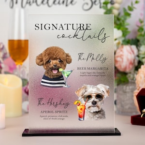 Dog Signature Cocktail Sign, Pet Signature Drink Sign, Two Dog Drink Bar Menu, Acrylic Wedding Bar Menu, Dog Signature Drink Signs