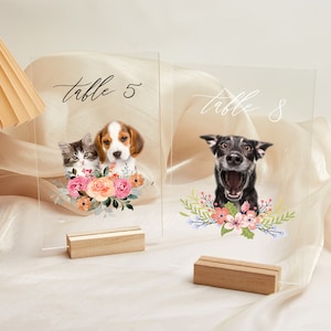 Table Numbers with your Pet, Personalized Table Numbers, Modern Table Decor, Dog Lovers Wedding Sign, Dog Mom Wedding