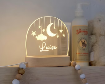 Custom Moon and Star Nightlight,Personalized Clouds Night Light with Name,Nursery Lamp,Baby Bedroom Night Light,Birthday Gifts for Baby