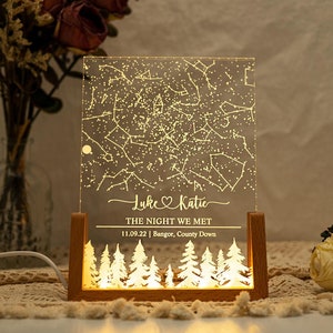 Custom Star Map by Date,Night We Met Valentine's Day Gift,Star Map Night Light,Personalized Constellation Map,Anniversary Gift for Him/Her