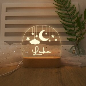 Custom Moon and Star Nightlight,Personalized Clouds Night Light with Name,Nursery Lamp,Baby Bedroom Night Light,Newborn Gift,Mom Gift image 2